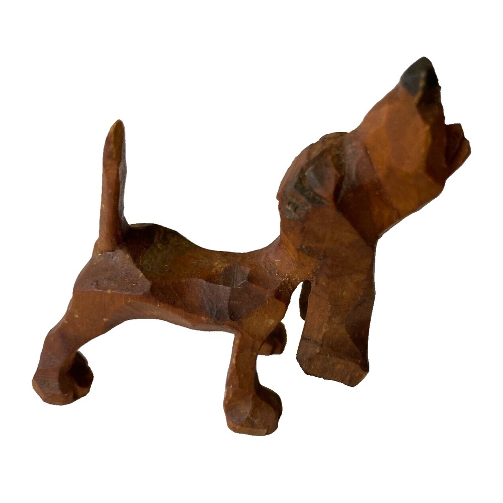 Carter Hoffman Carved Wood Original Small Dog‎ Beagle